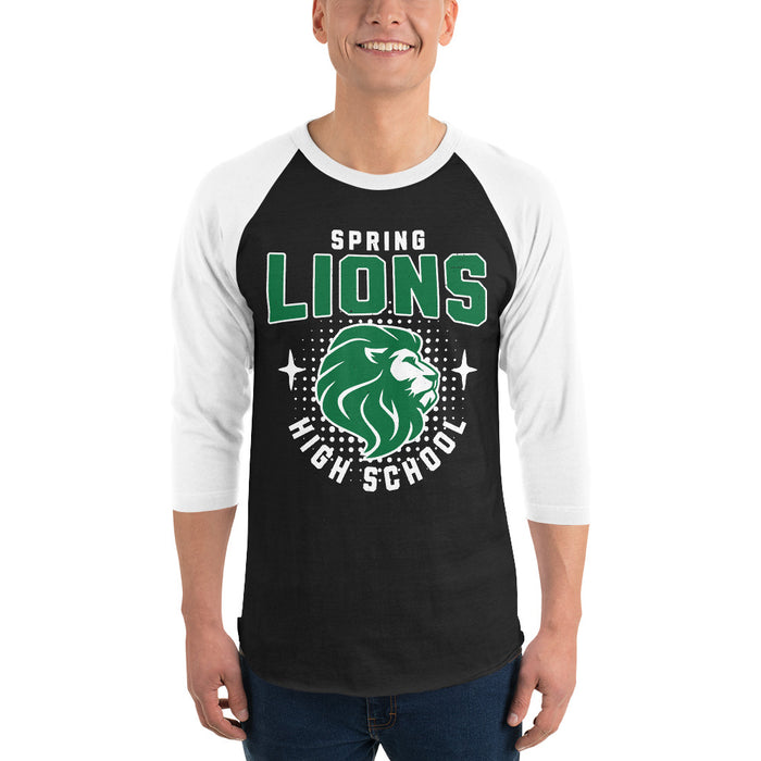 Man wearing Spring High School Lions Unisex 3/4 sleeve Raglan T-shirt 204