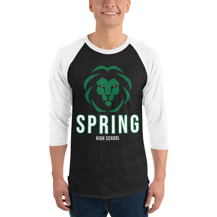 Man wearing Spring High School Lions Unisex 3/4 sleeve Raglan T-shirt 226