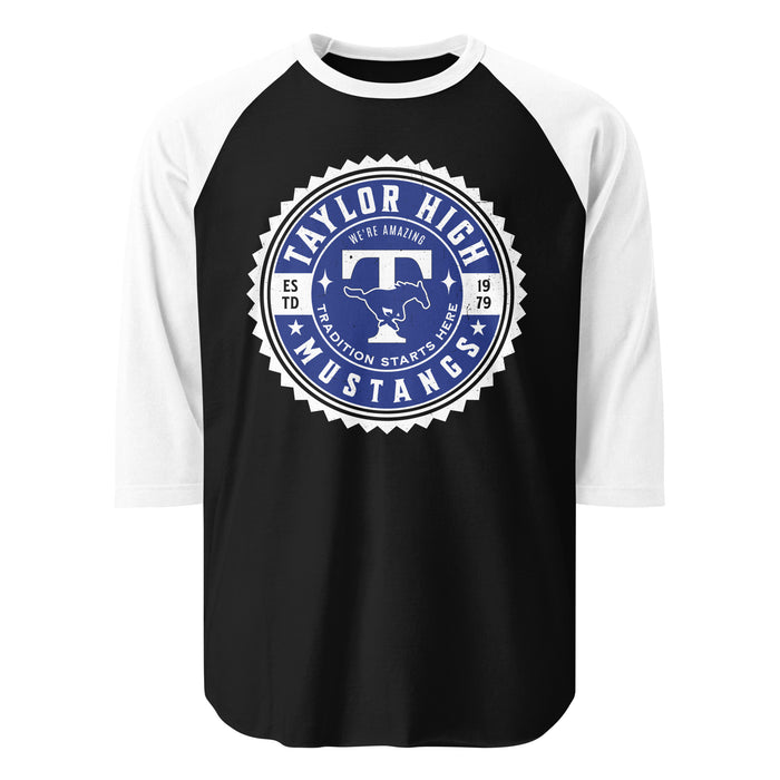 Taylor High School Mustangs Unisex 3/4 sleeve Raglan T-shirt 203