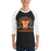 Man wearing United High School Longhorns Unisex 3/4 sleeve Raglan T-shirt 208