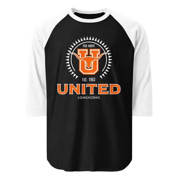 United High School Longhorns Unisex 3/4 sleeve Raglan T-shirt 226