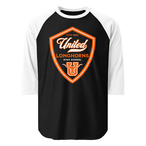 United High School Longhorns Unisex 3/4 sleeve Raglan T-shirt 225