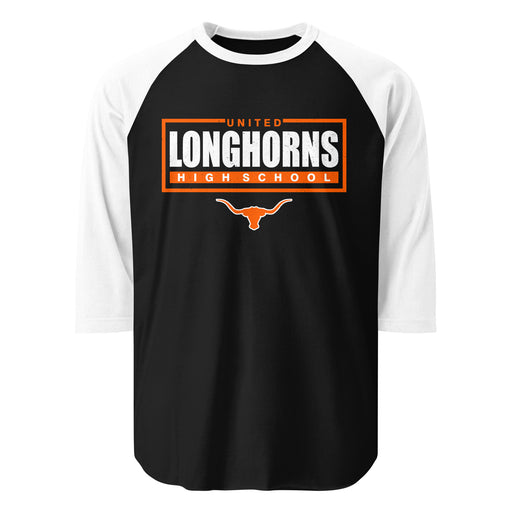 United High School Longhorns Unisex 3/4 sleeve Raglan T-shirt 049