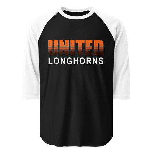 United High School Longhorns Unisex 3/4 sleeve Raglan T-shirt 024