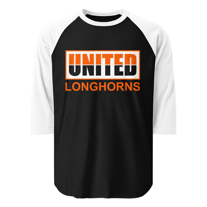 United High School Longhorns Unisex 3/4 sleeve Raglan T-shirt 031