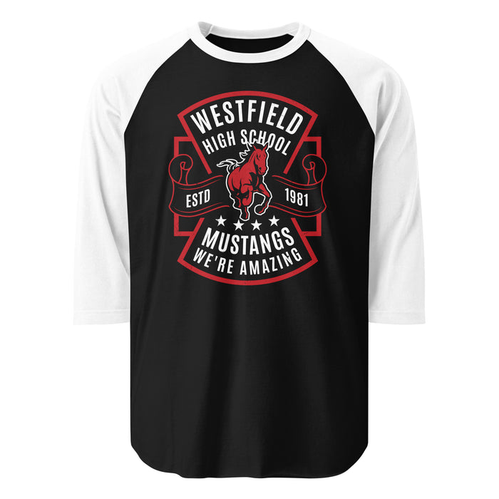 Westfield High School Mustangs Unisex 3/4 sleeve Raglan T-shirt 207