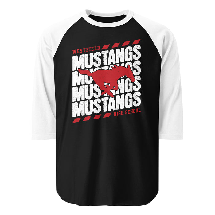 Westfield High School Mustangs Unisex 3/4 sleeve Raglan T-shirt 223