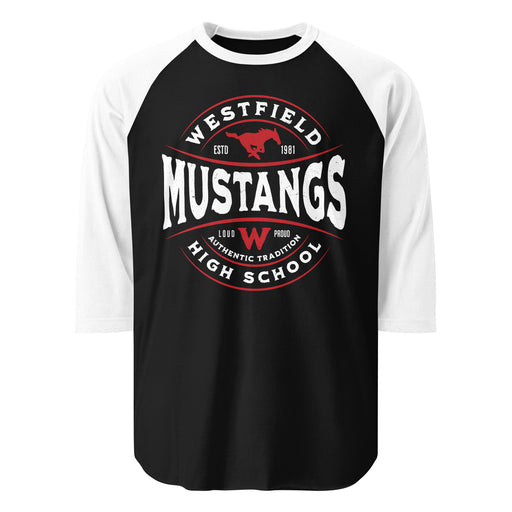 Westfield High School Mustangs Unisex 3/4 sleeve Raglan T-shirt 218