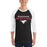 Man wearing Westfield High School Mustangs Unisex 3/4 sleeve Raglan T-shirt 222