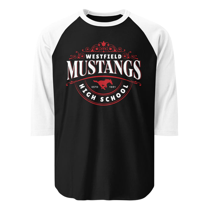 Westfield High School Mustangs Unisex 3/4 sleeve Raglan T-shirt 211