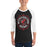 Man wearing Westfield High School Mustangs Unisex 3/4 sleeve Raglan T-shirt 227