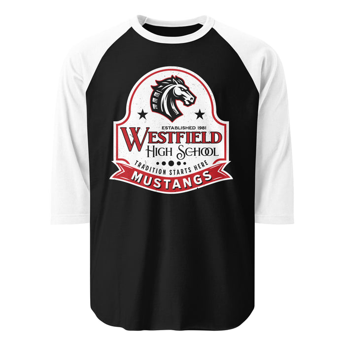 Westfield High School Mustangs Unisex 3/4 sleeve Raglan T-shirt 219