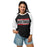 Woman wearing Westfield High School Mustangs Unisex 3/4 sleeve Raglan T-shirt 098