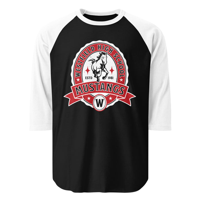 Westfield High School Mustangs Unisex 3/4 sleeve Raglan T-shirt 212