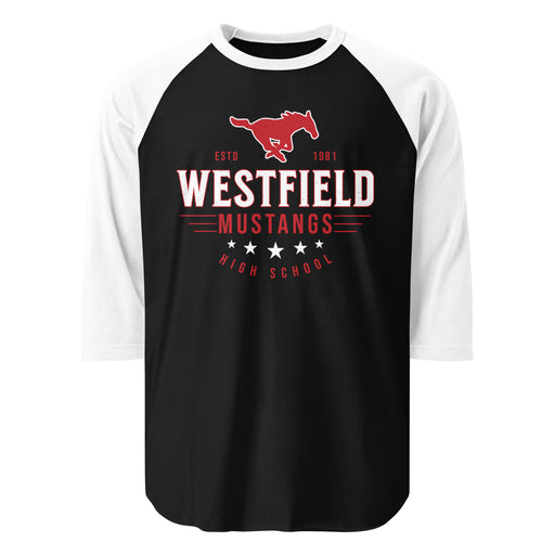 Westfield High School Mustangs Unisex 3/4 sleeve Raglan T-shirt 217