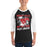 Man wearing Westfield High School Mustangs Unisex 3/4 sleeve Raglan T-shirt 205