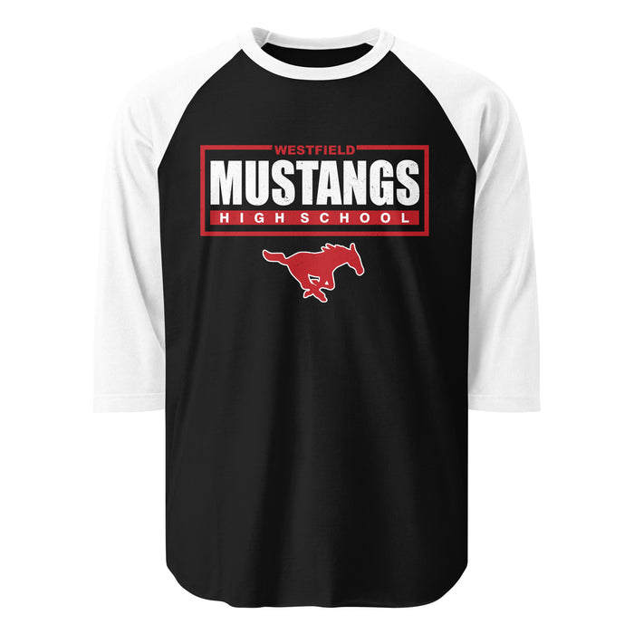 Westfield High School Mustangs Unisex 3/4 sleeve Raglan T-shirt 049