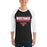 Man wearing Westfield High School Mustangs Unisex 3/4 sleeve Raglan T-shirt 049