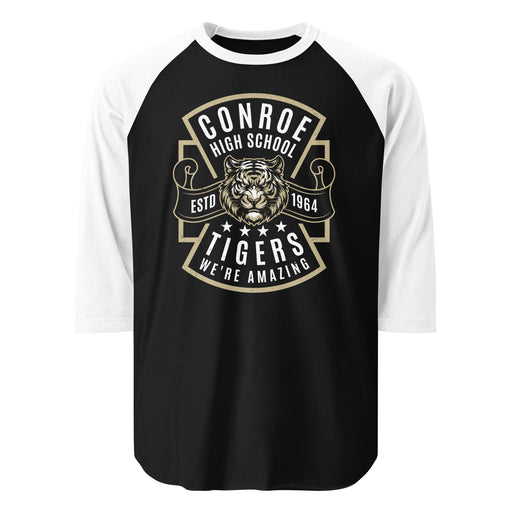 Conroe High School Tigers Unisex 3/4 sleeve Raglan T-shirt 207