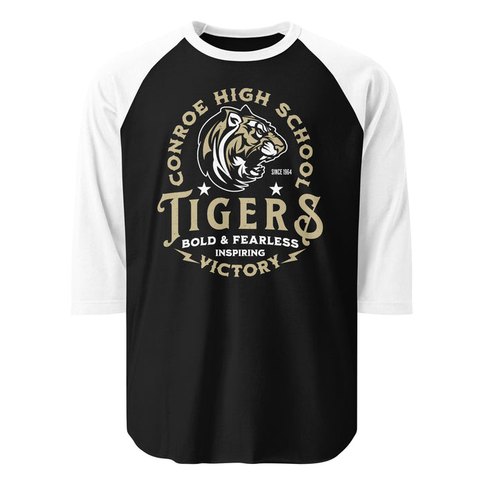 Conroe High School Tigers Unisex 3/4 sleeve Raglan T-shirt 206