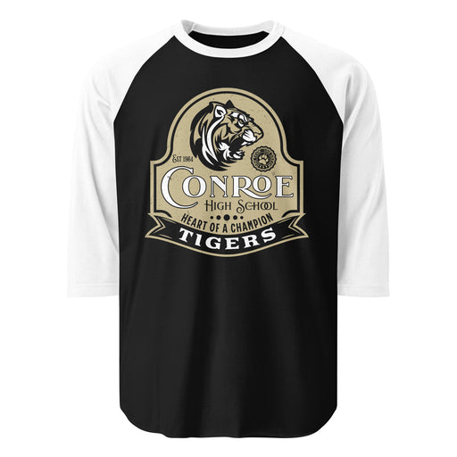 Conroe High School Tigers Unisex 3/4 sleeve Raglan T-shirt 219