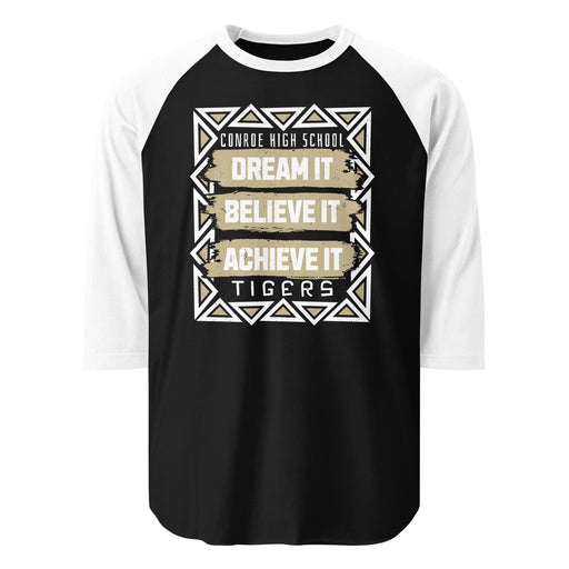 Conroe High School Tigers Unisex 3/4 sleeve Raglan T-shirt 228