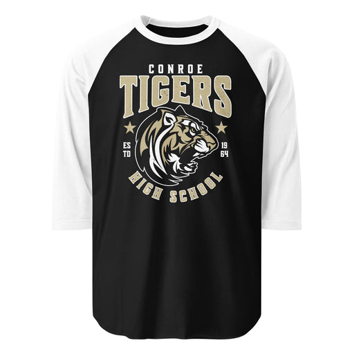 Conroe High School Tigers Unisex 3/4 sleeve Raglan T-shirt 213