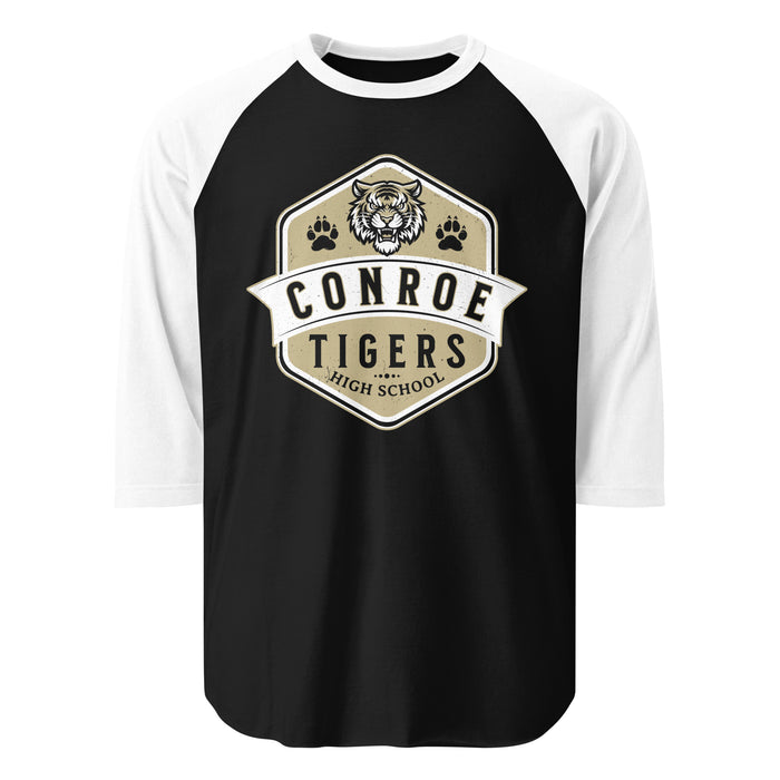 Conroe High School Tigers Unisex 3/4 sleeve Raglan T-shirt 209