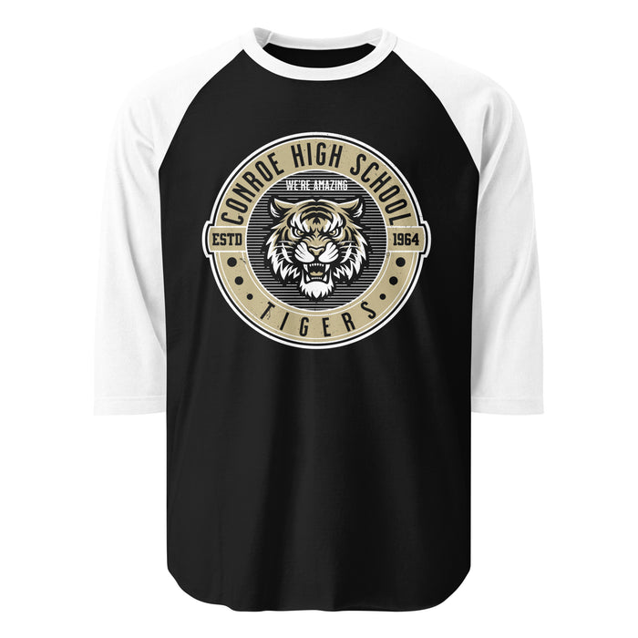Conroe High School Tigers Unisex 3/4 sleeve Raglan T-shirt 224