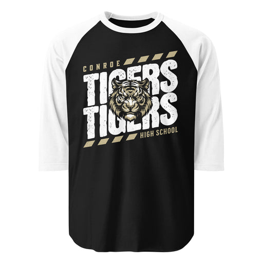 Conroe High School Tigers Unisex 3/4 sleeve Raglan T-shirt 223