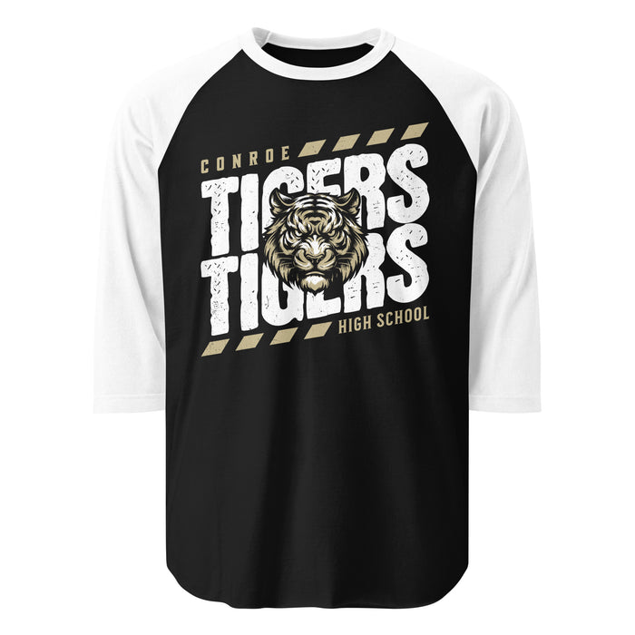 Conroe High School Tigers Unisex 3/4 sleeve Raglan T-shirt 223
