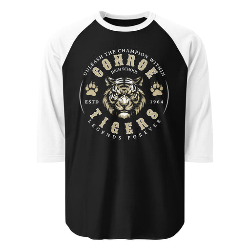 Conroe High School Tigers Unisex 3/4 sleeve Raglan T-shirt 214