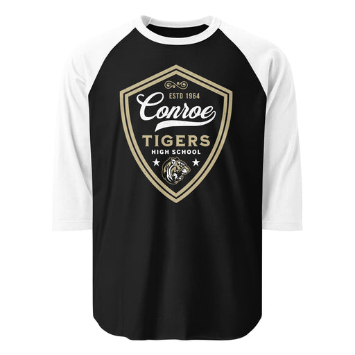Conroe High School Tigers Unisex 3/4 sleeve Raglan T-shirt 225
