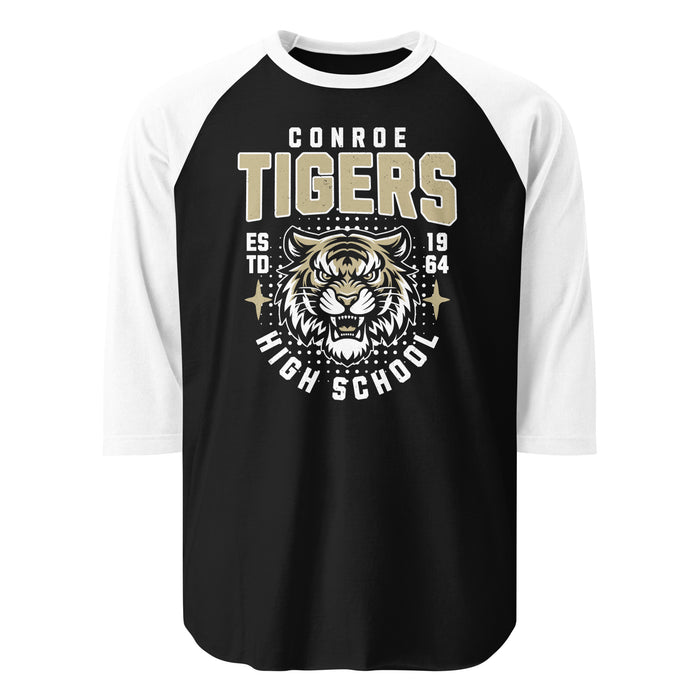 Conroe High School Tigers Unisex 3/4 sleeve Raglan T-shirt 204
