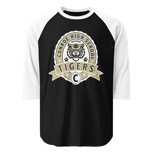 Conroe High School Tigers Unisex 3/4 sleeve Raglan T-shirt 212