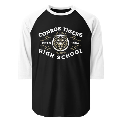 Conroe High School Tigers Unisex 3/4 sleeve Raglan T-shirt 230