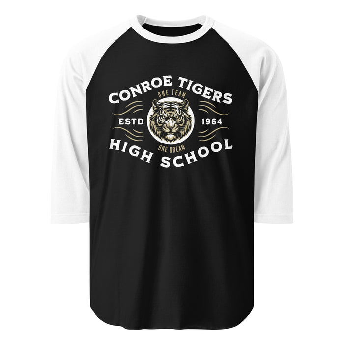 Conroe High School Tigers Unisex 3/4 sleeve Raglan T-shirt 230