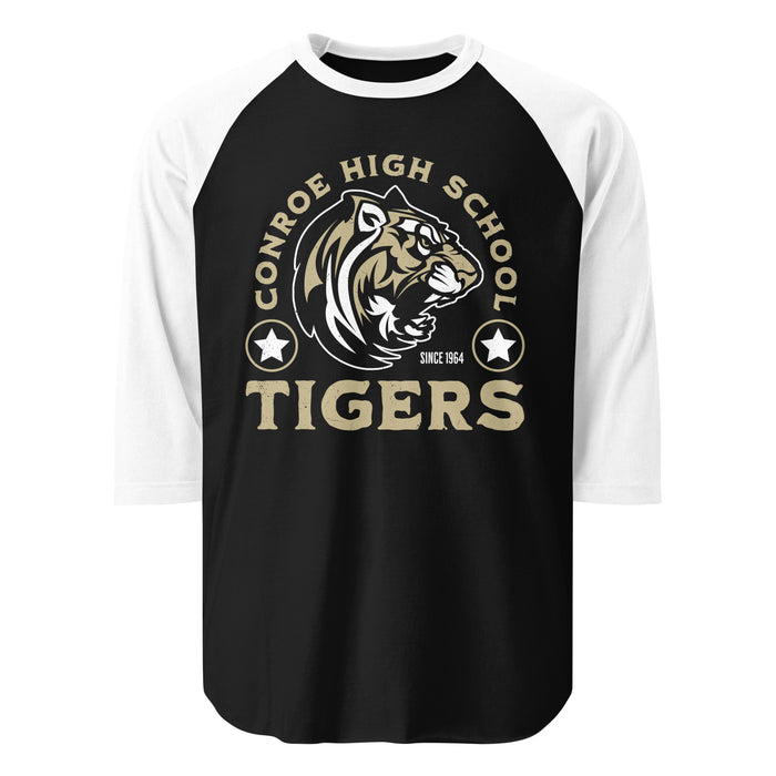 Conroe High School Tigers Unisex 3/4 sleeve Raglan T-shirt 208