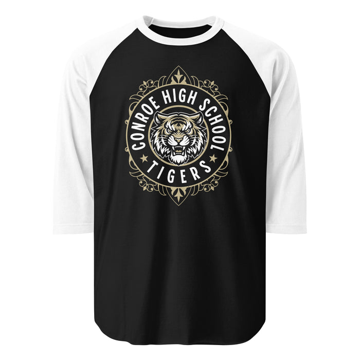 Conroe High School Tigers Unisex 3/4 sleeve Raglan T-shirt 227