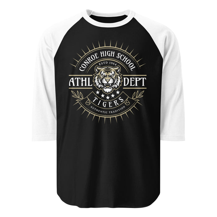 Conroe High School Tigers Unisex 3/4 sleeve Raglan T-shirt 201