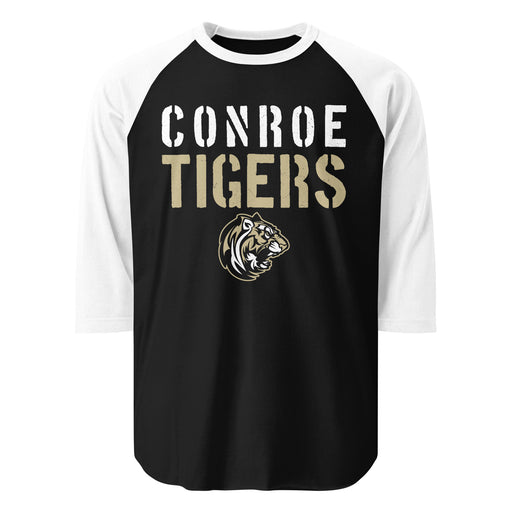 Conroe High School Tigers Unisex 3/4 sleeve Raglan T-shirt 017