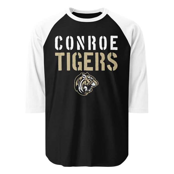 Conroe High School Tigers Unisex 3/4 sleeve Raglan T-shirt 017