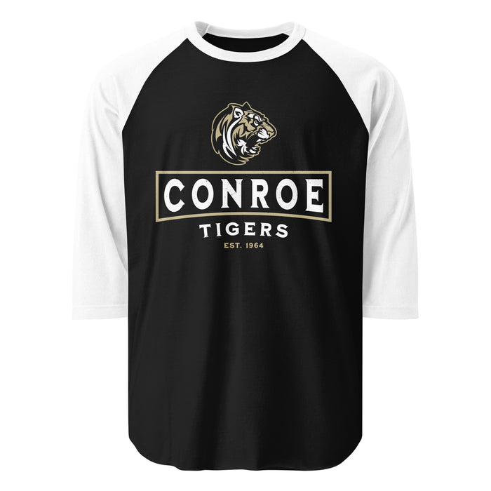 Conroe High School Tigers Unisex 3/4 sleeve Raglan T-shirt 202