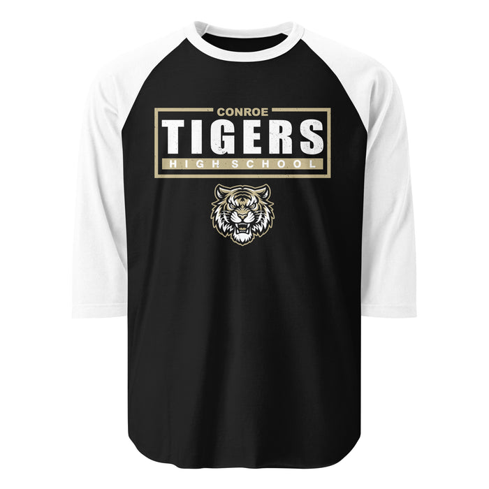 Conroe High School Tigers Unisex 3/4 sleeve Raglan T-shirt 049
