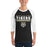 Man wearing Conroe High School Tigers Unisex 3/4 sleeve Raglan T-shirt 049