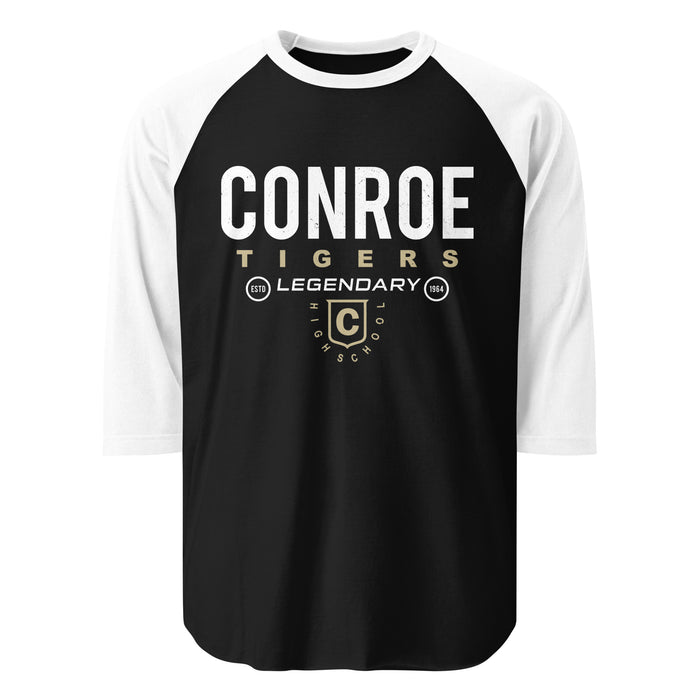 Conroe High School Tigers Unisex 3/4 sleeve Raglan T-shirt 003