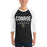 Man wearing Conroe High School Tigers Unisex 3/4 sleeve Raglan T-shirt 003