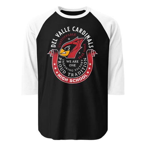 Del Valle High School Cardinals Unisex 3/4 sleeve Raglan T-shirt 229