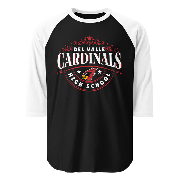 Del Valle High School Cardinals Unisex 3/4 sleeve Raglan T-shirt 211