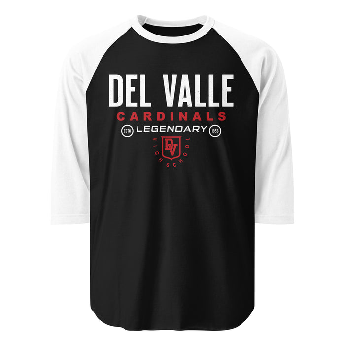 Del Valle High School Cardinals Unisex 3/4 sleeve Raglan T-shirt 003